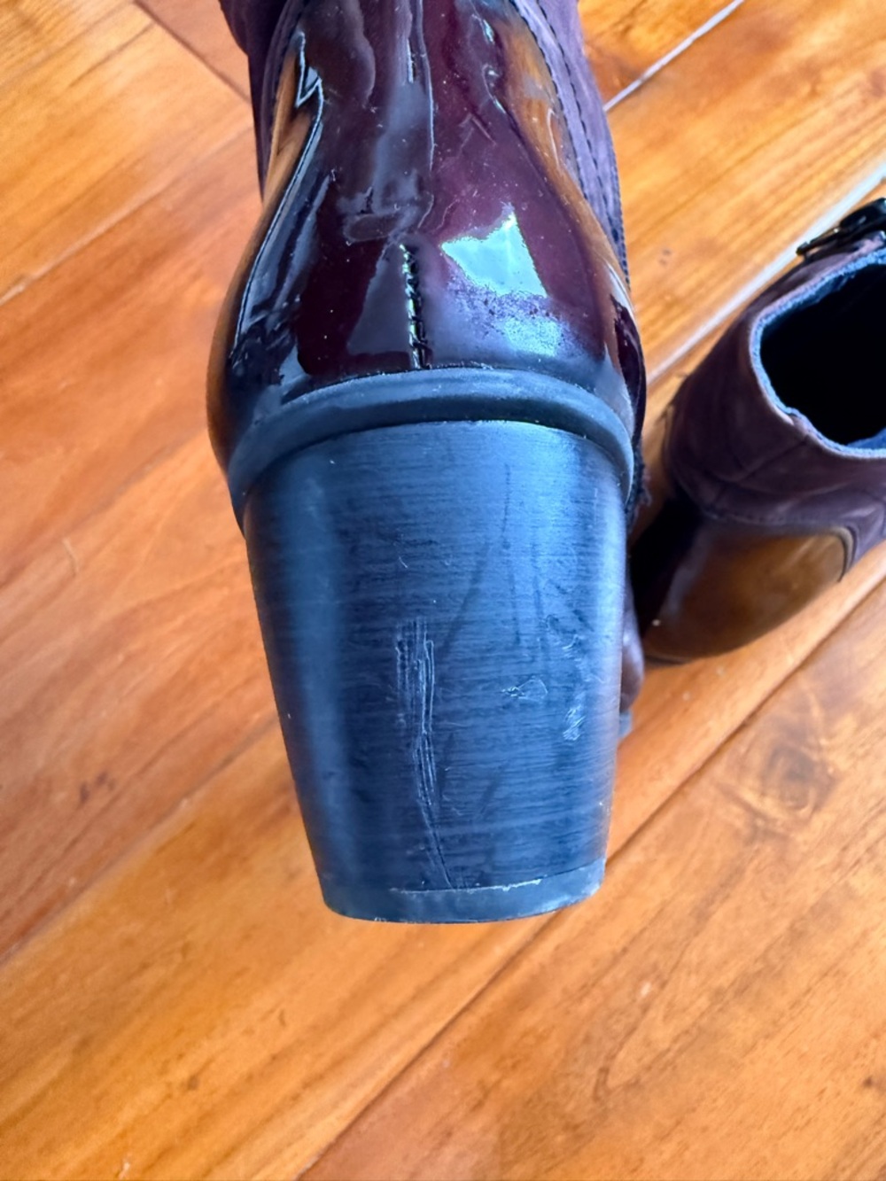 Lace-Up Ankle Boots in Dark Burgundy - Picture 4 of 7